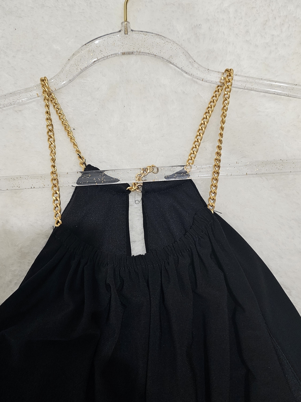 Tiana B Black Gold Chain Halter Maxi Dress Size 10 Evening Minimalist Glam Gown - Picture 5 of 12